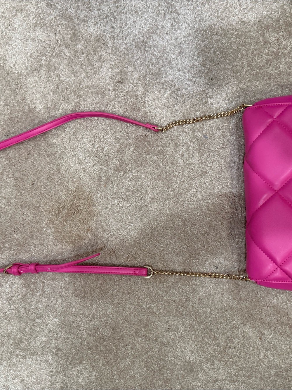 Quilted Fuchsia Crossbody Shoulder Bag